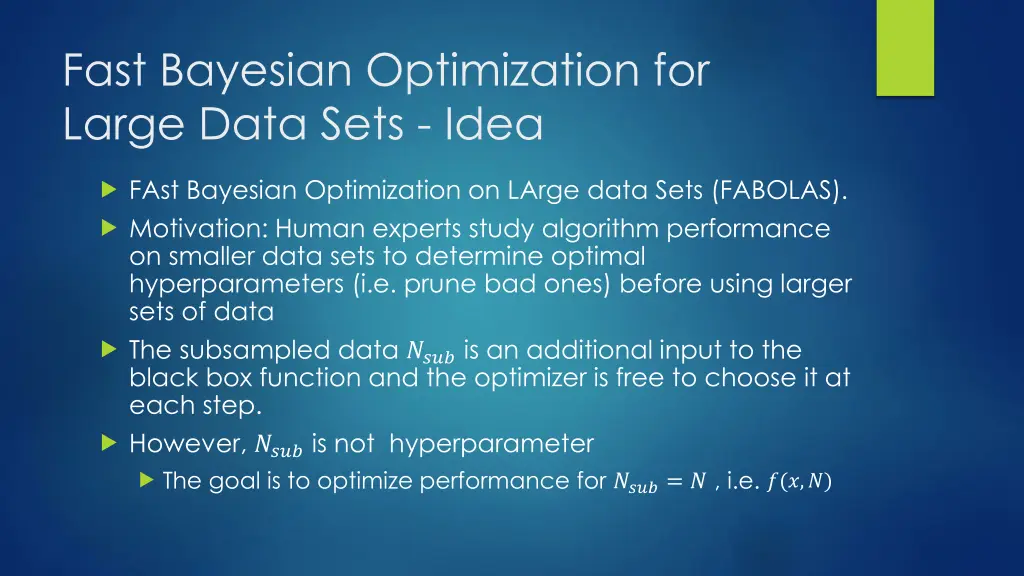 fast bayesian optimization for large data sets