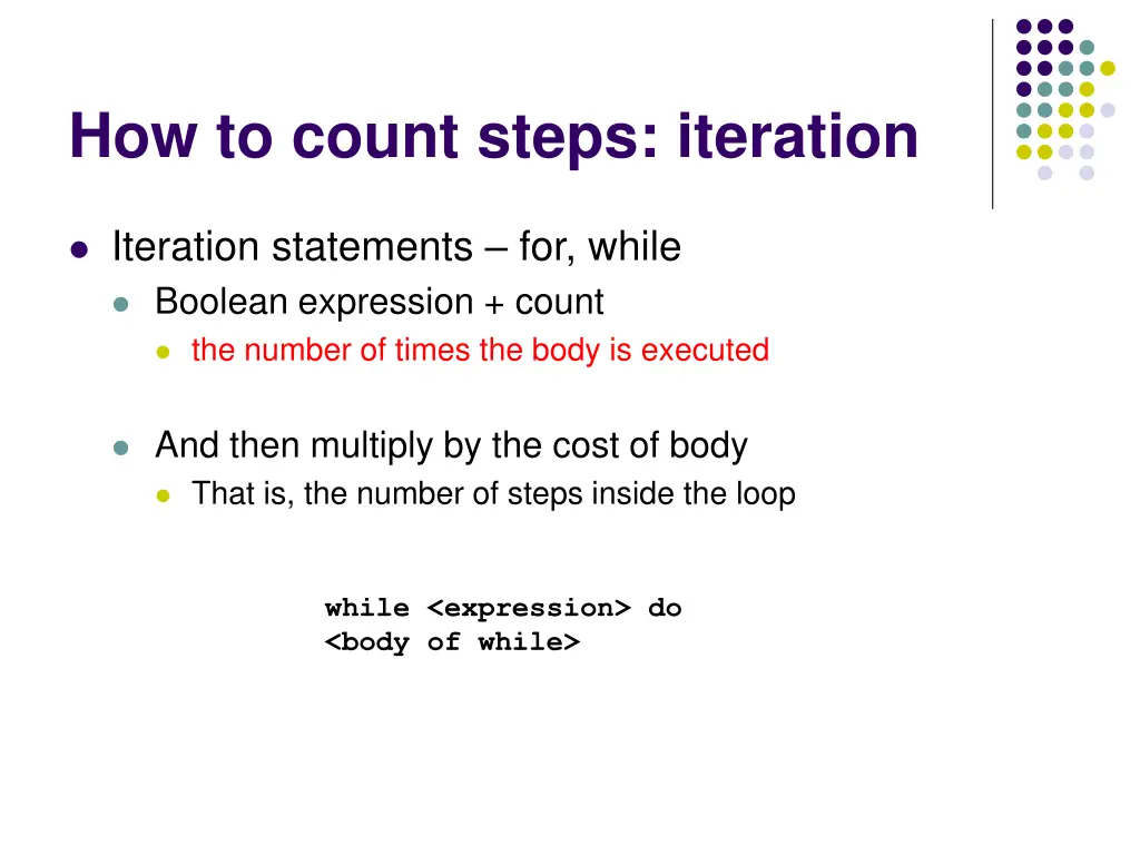 how to count steps iteration