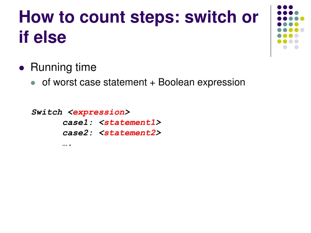 how to count steps switch or if else