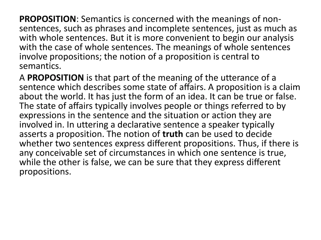 proposition semantics is concerned with