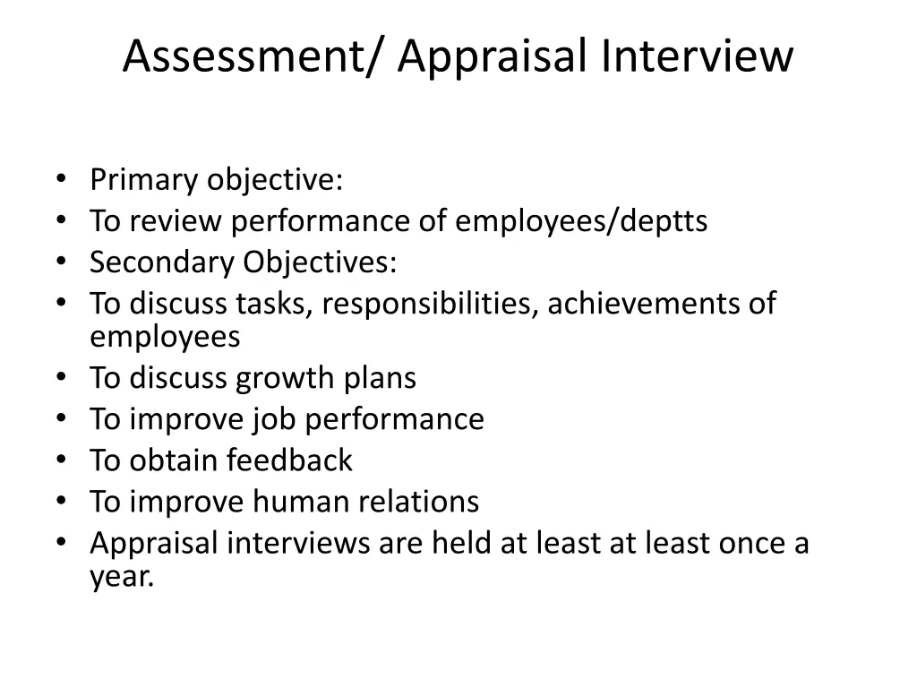 assessment appraisal interview