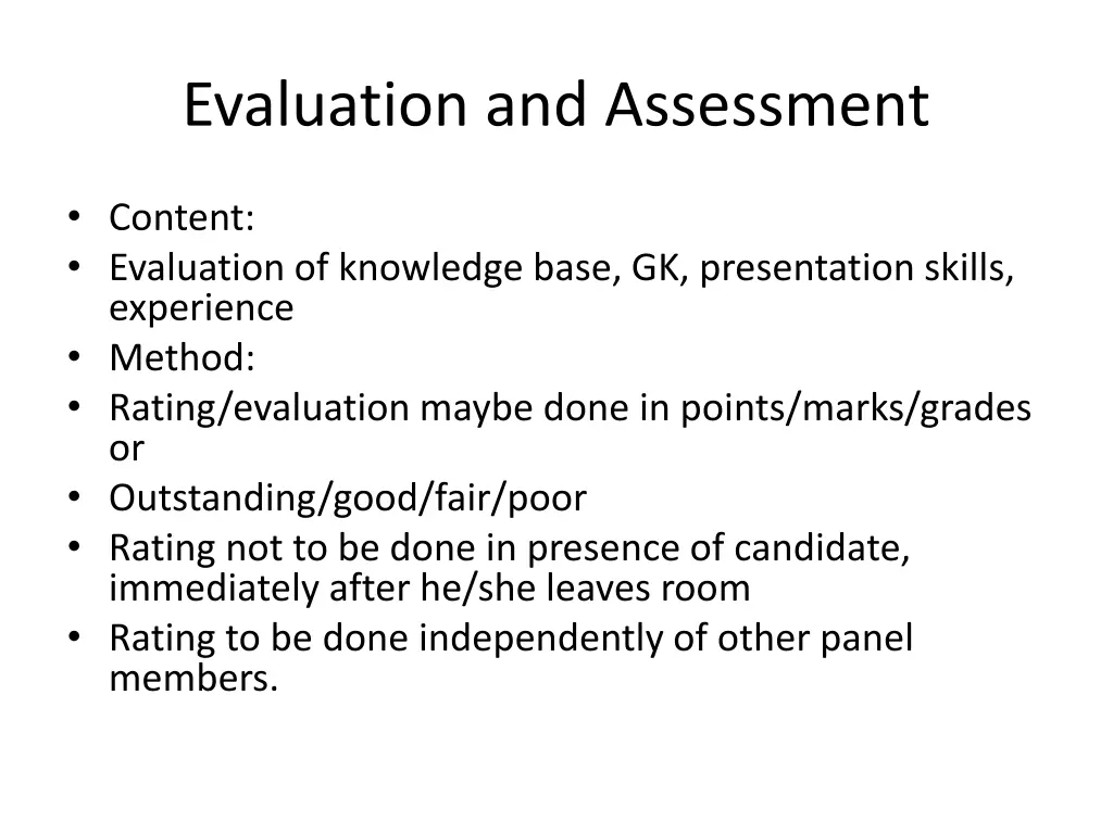 evaluation and assessment