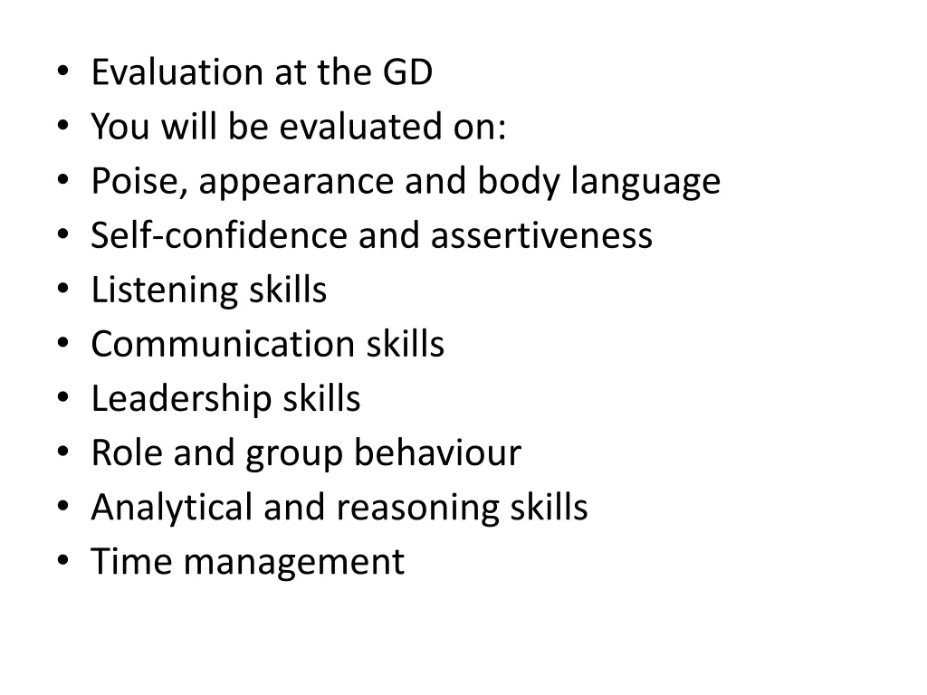 evaluation at the gd you will be evaluated