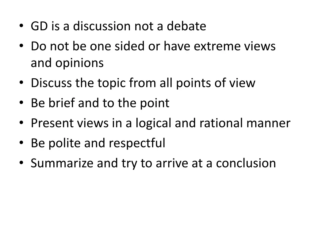 gd is a discussion not a debate