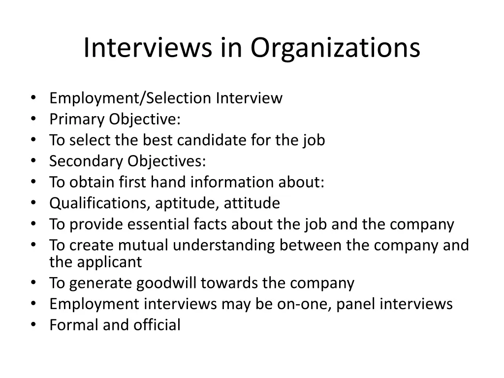 interviews in organizations