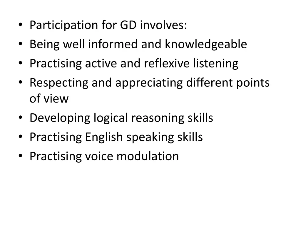 participation for gd involves being well informed