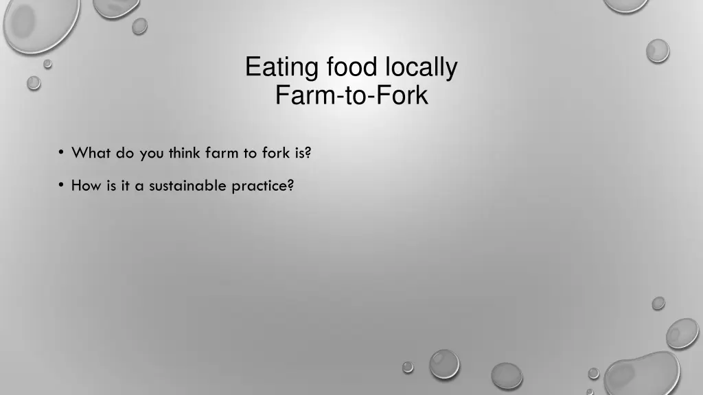 eating food locally farm to fork