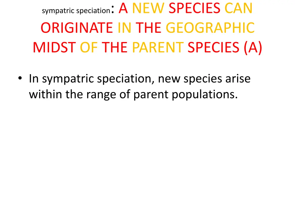 sympatric speciation a new species can originate