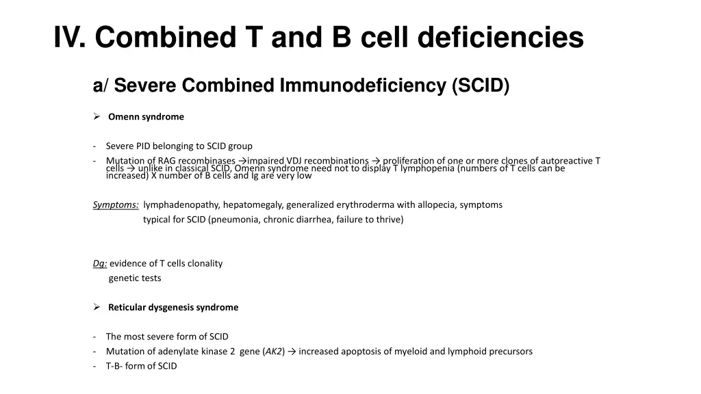 iv combined t and b cell deficiencies 2