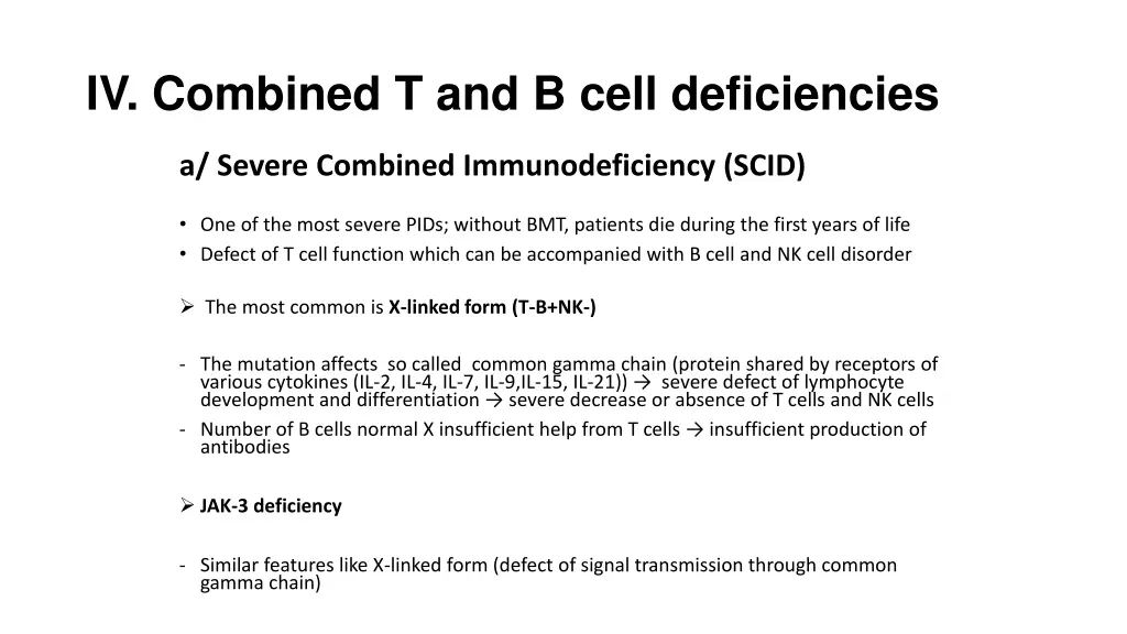 iv combined t and b cell deficiencies