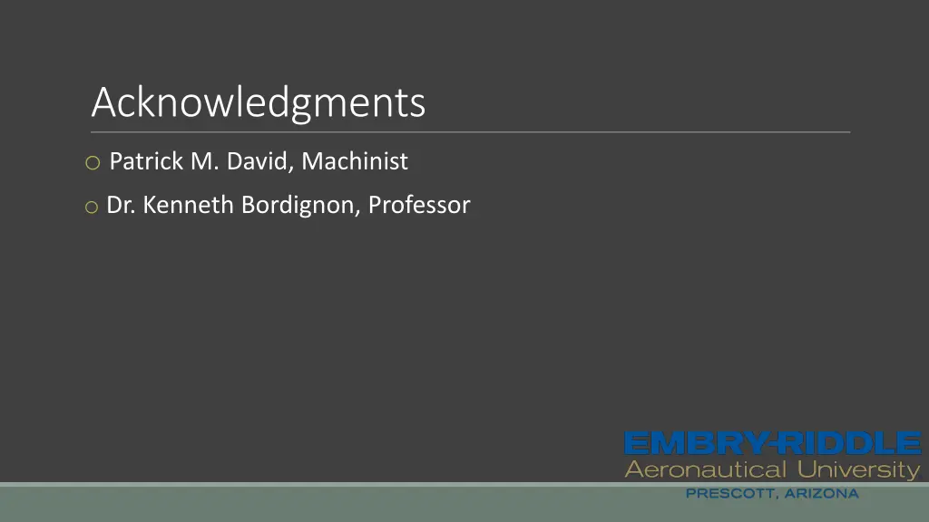 acknowledgments o patrick m david machinist