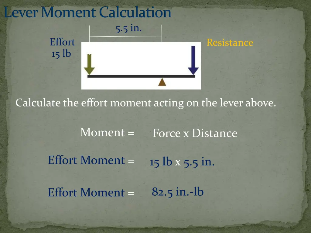 lever moment calculation