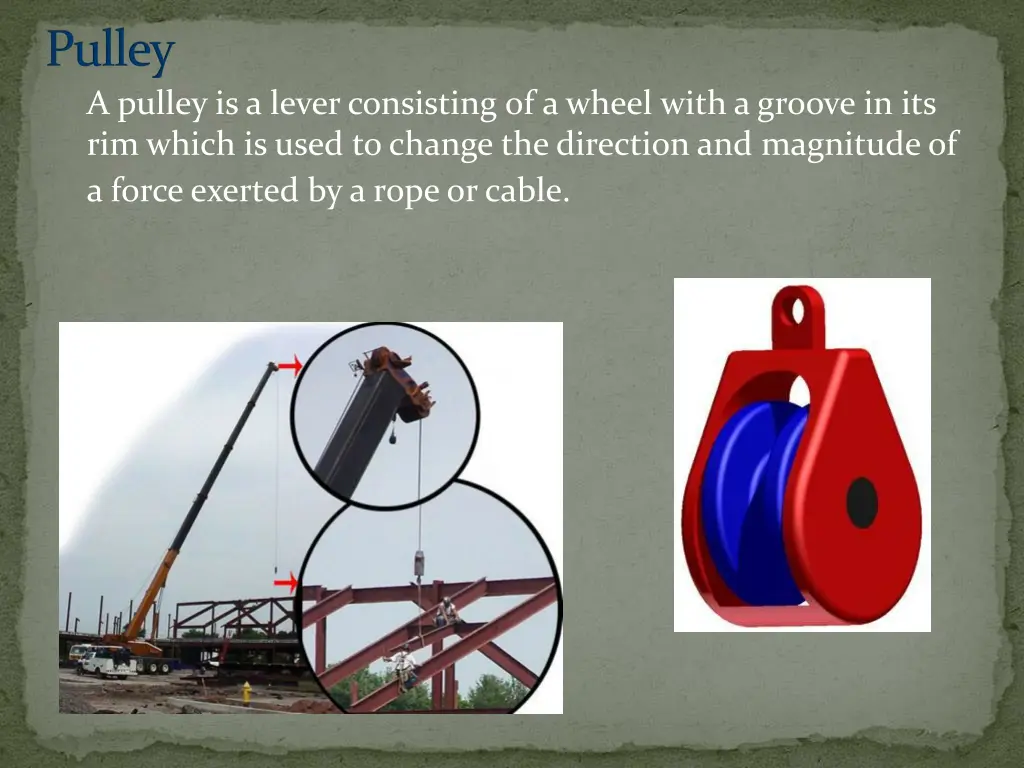 pulley a pulley is a lever consisting of a wheel