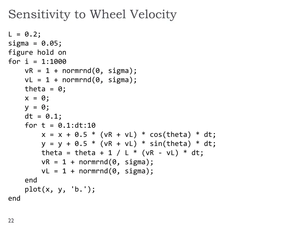 sensitivity to wheel velocity 1