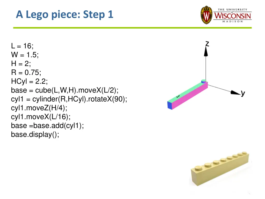 a lego piece step 1