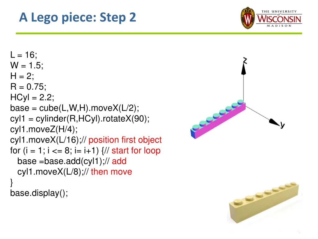 a lego piece step 2