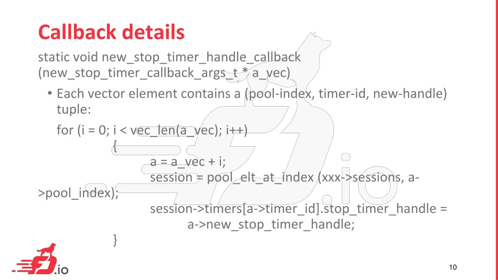 callback details static void new stop timer