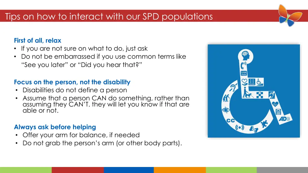 tips on how to interact with our spd populations