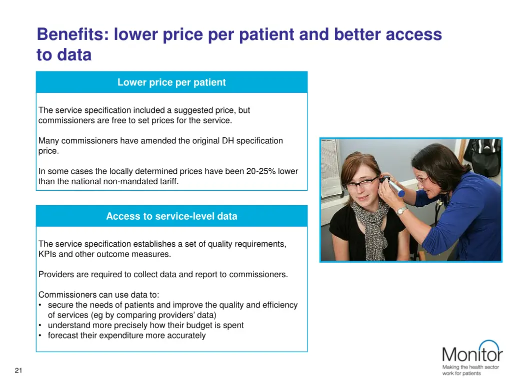 benefits lower price per patient and better