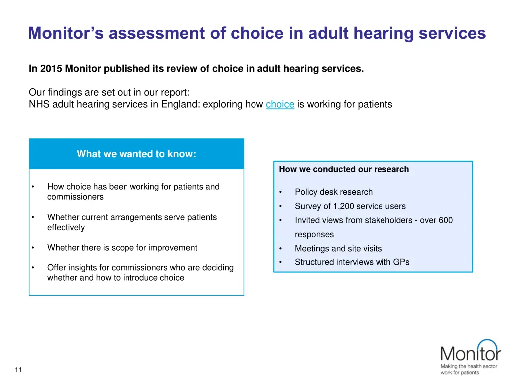 monitor s assessment of choice in adult hearing 1