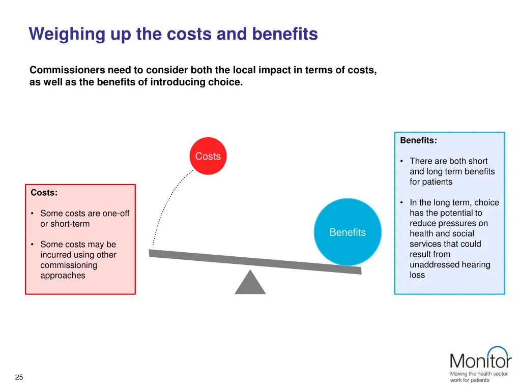 weighing up the costs and benefits