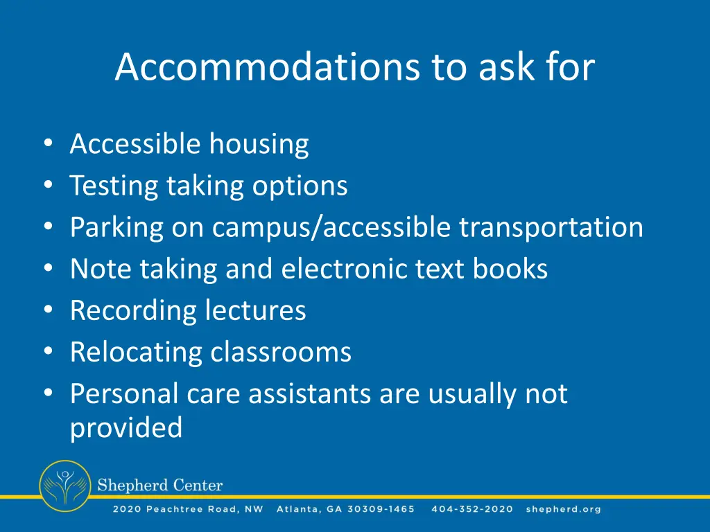 accommodations to ask for