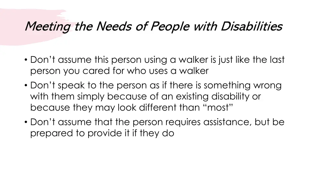 meeting the needs of people with disabilities