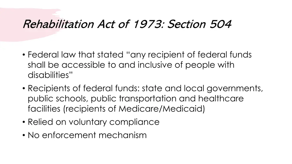 rehabilitation act of 1973 section 504