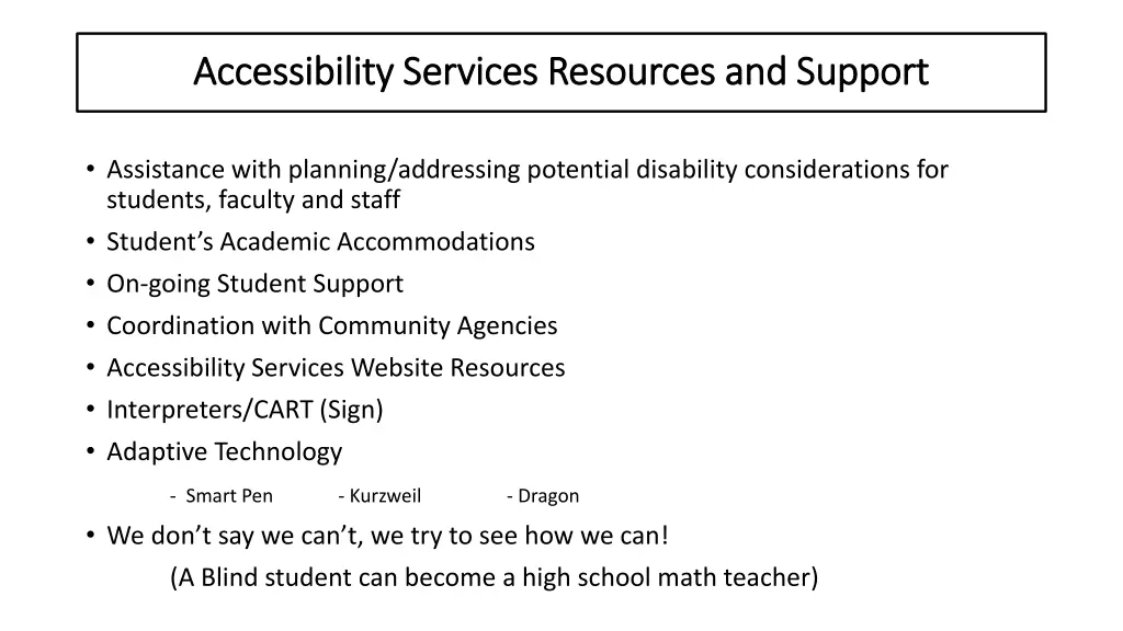 accessibility services resources and support