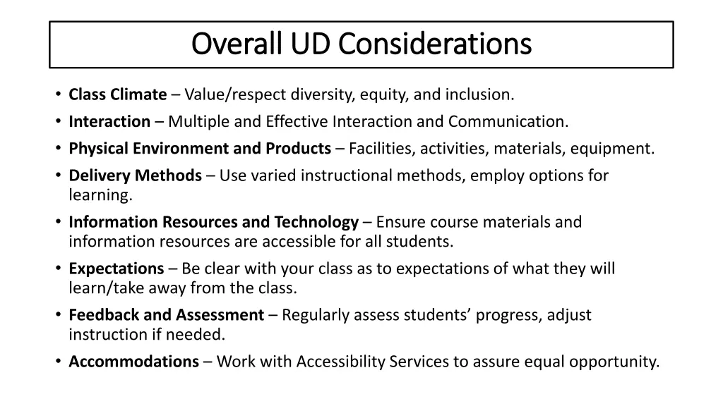 overall ud considerations overall