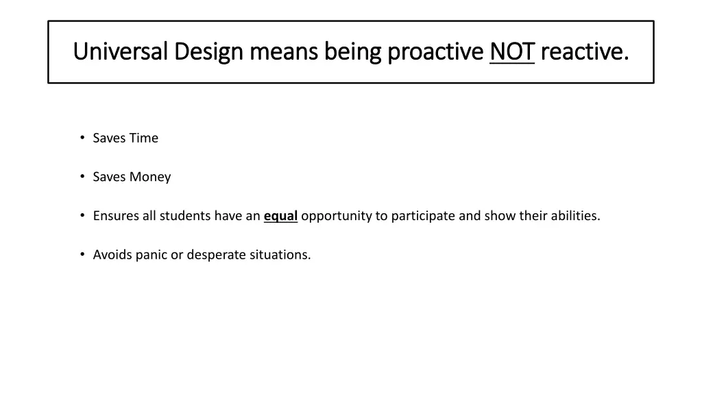 universal design means being proactive universal