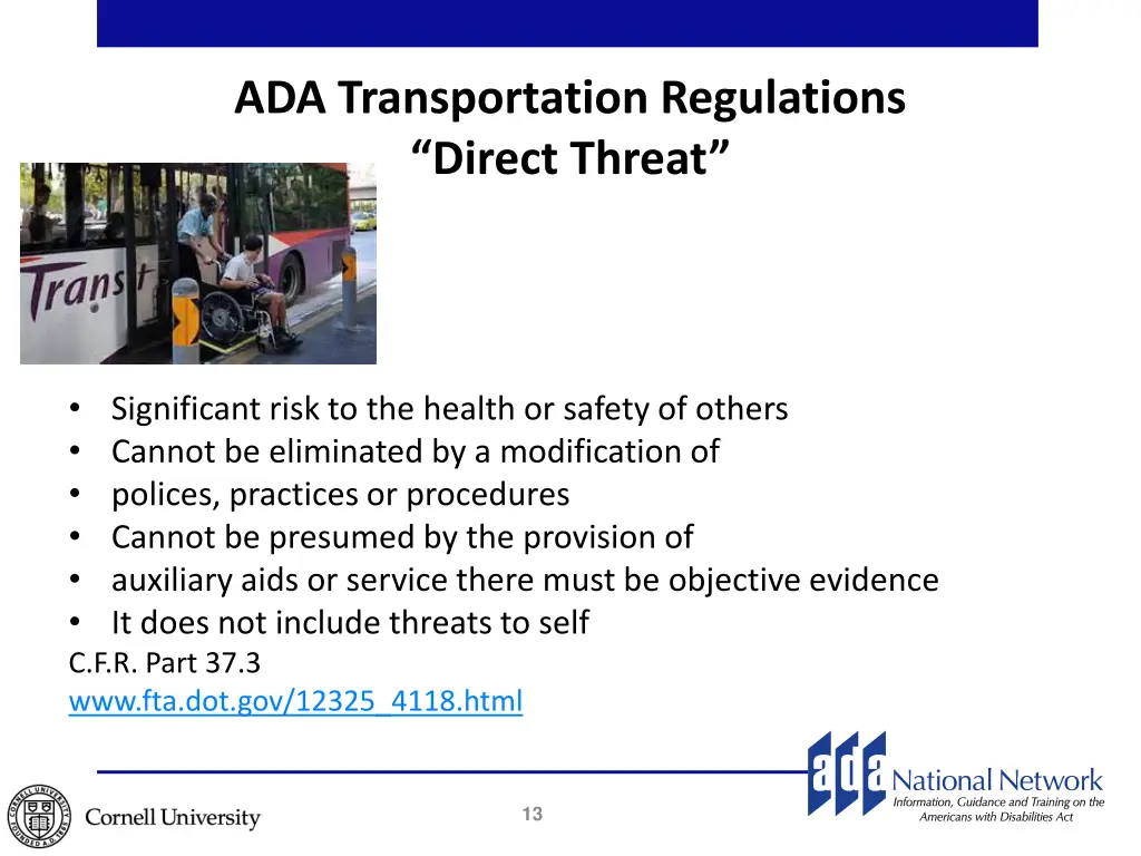 ada transportation regulations direct threat