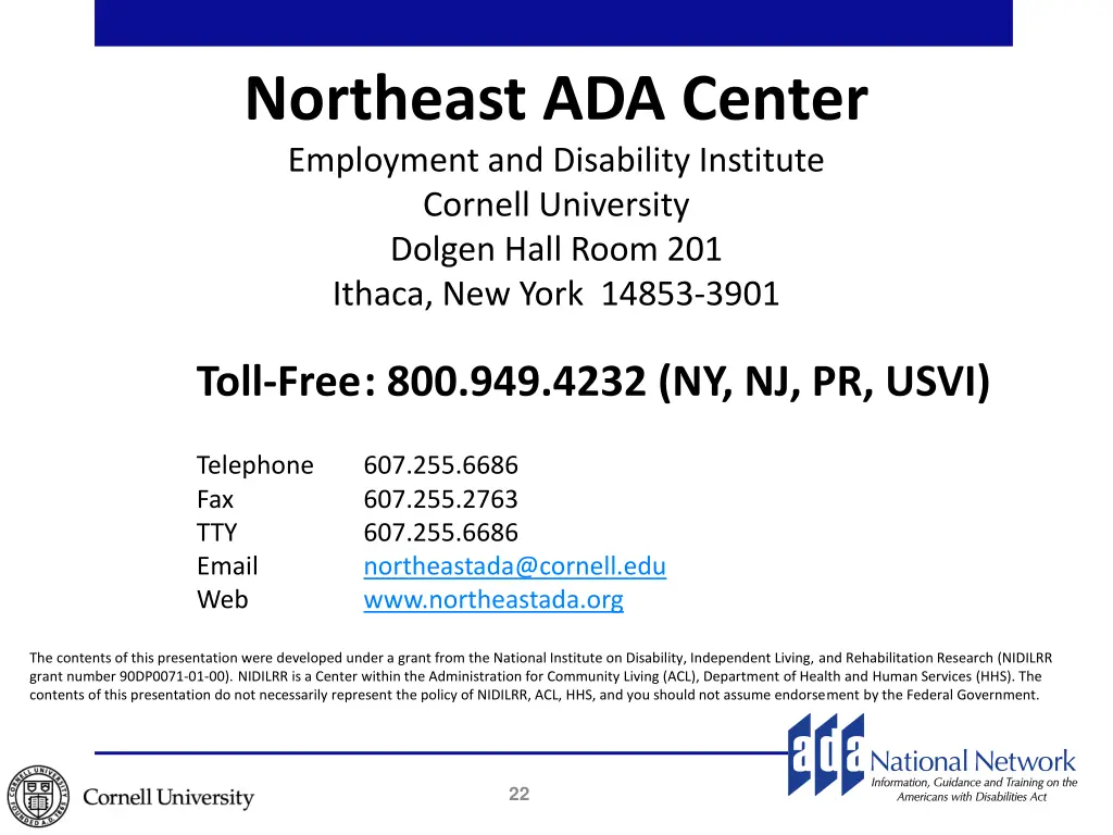 northeast ada center employment and disability