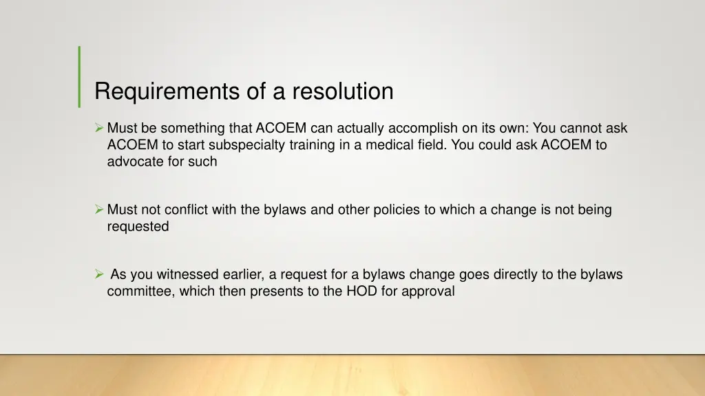 requirements of a resolution