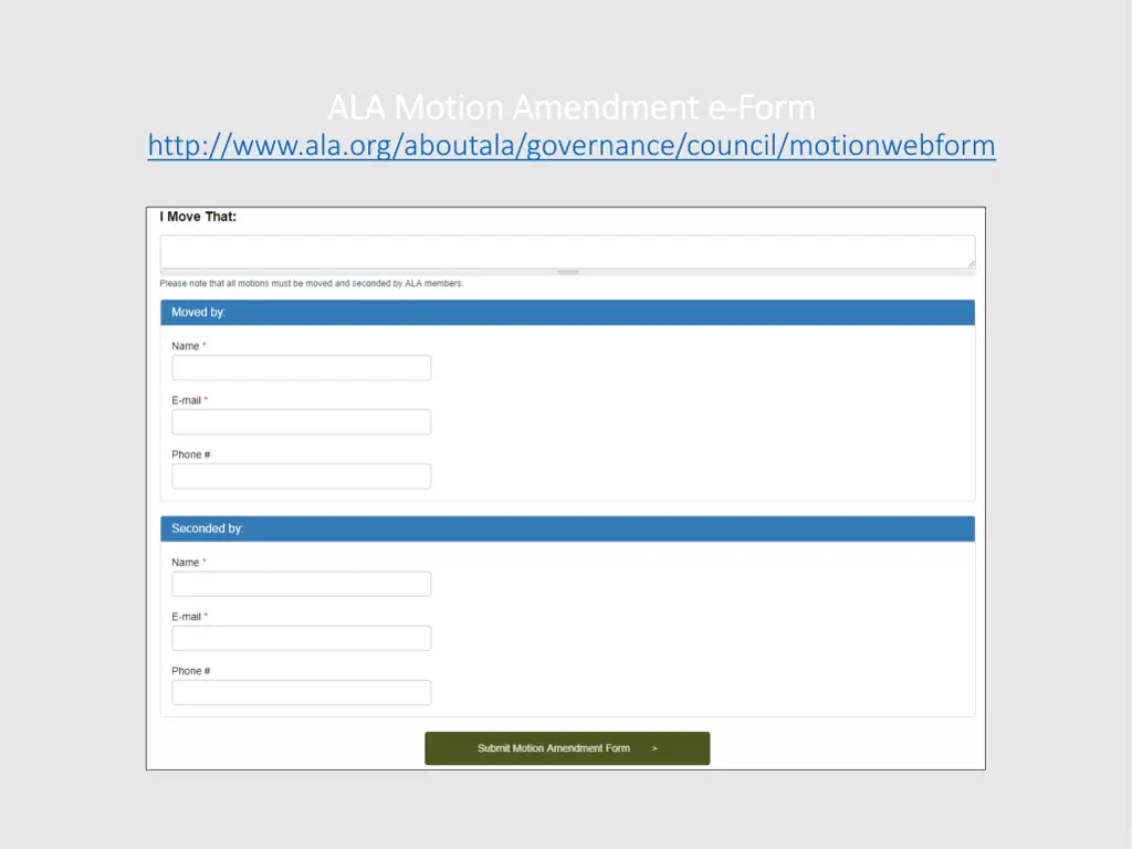 ala motion amendment e ala motion amendment