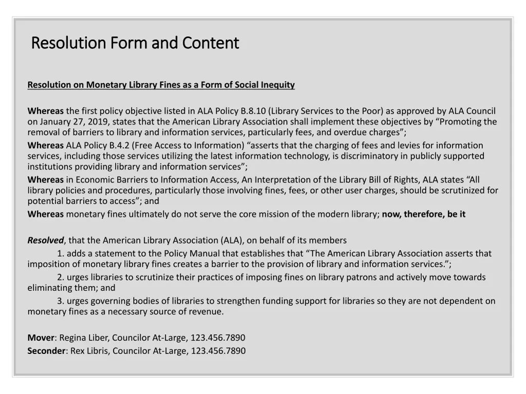 resolution form and content resolution form