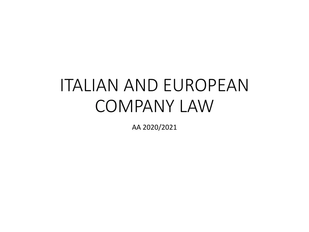 italian and european company law