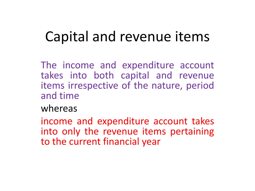 capital and revenue items