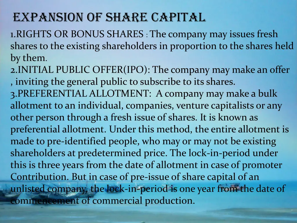 expansion of share capital