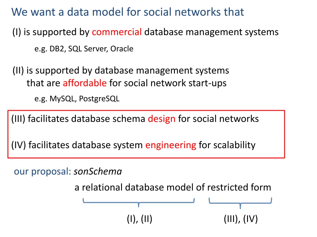 we want a data model for social networks that 1