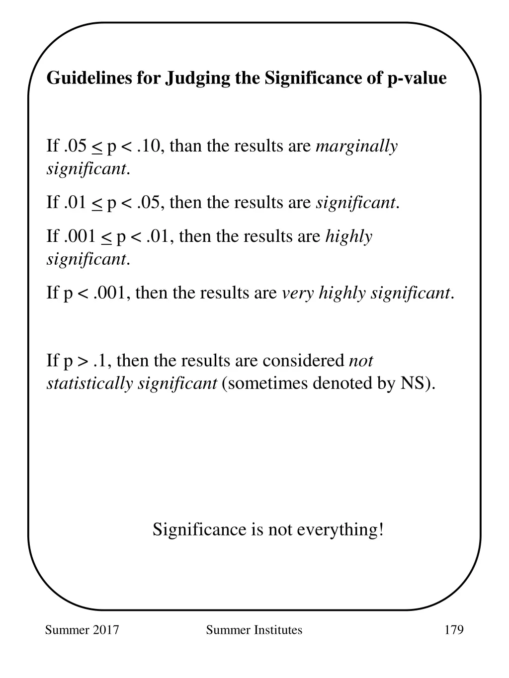 guidelines for judging the significance of p value