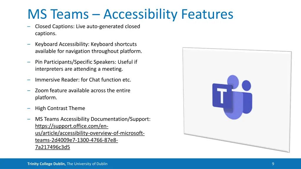 ms teams accessibility features closed captions