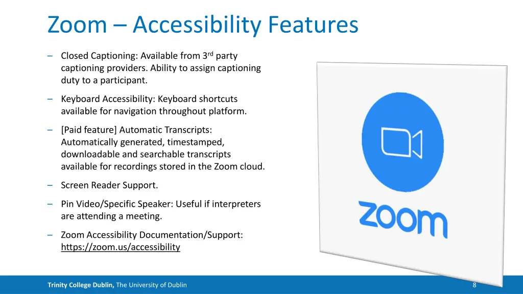 zoom accessibility features