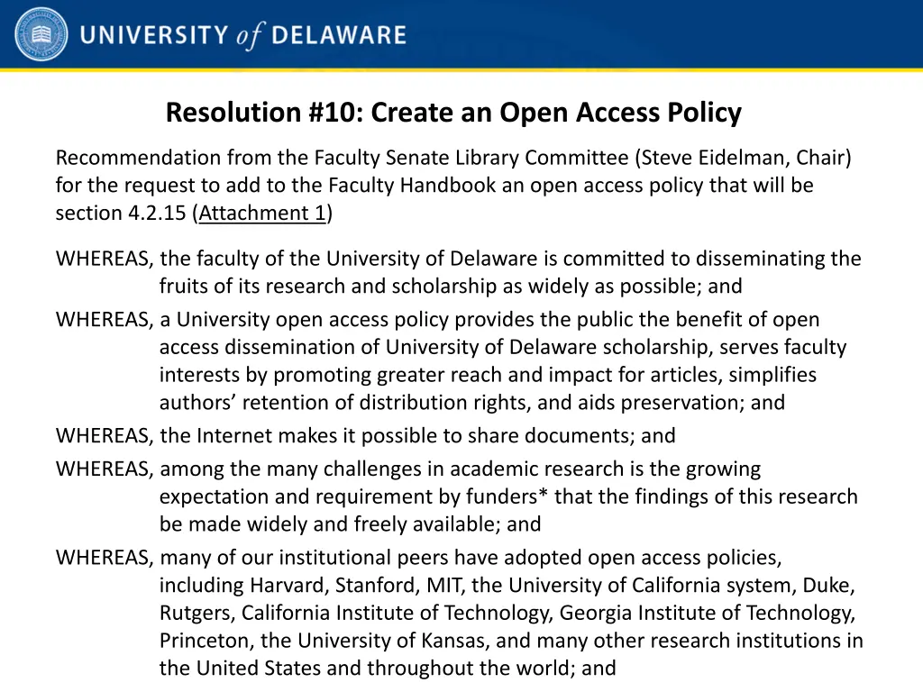 resolution 10 create an open access policy