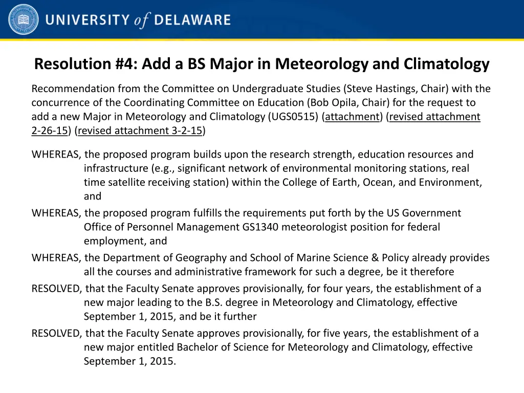 resolution 4 add a bs major in meteorology