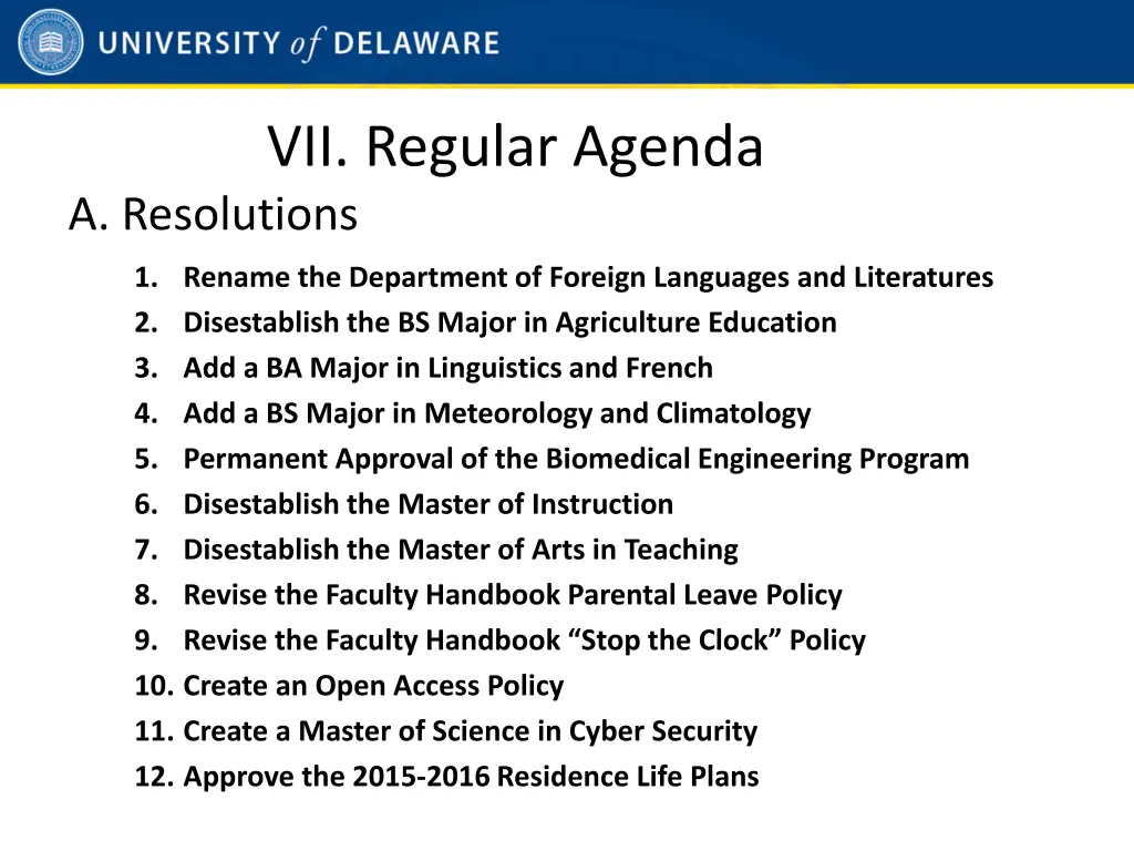 vii regular agenda a resolutions