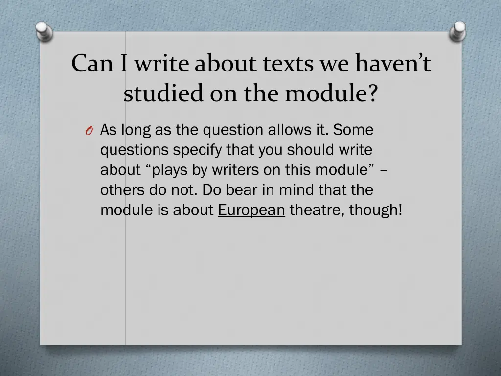 can i write about texts we haven t studied