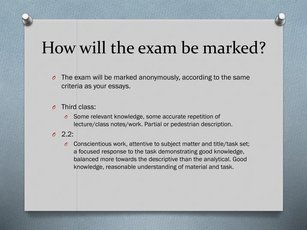 how will the exam be marked 1