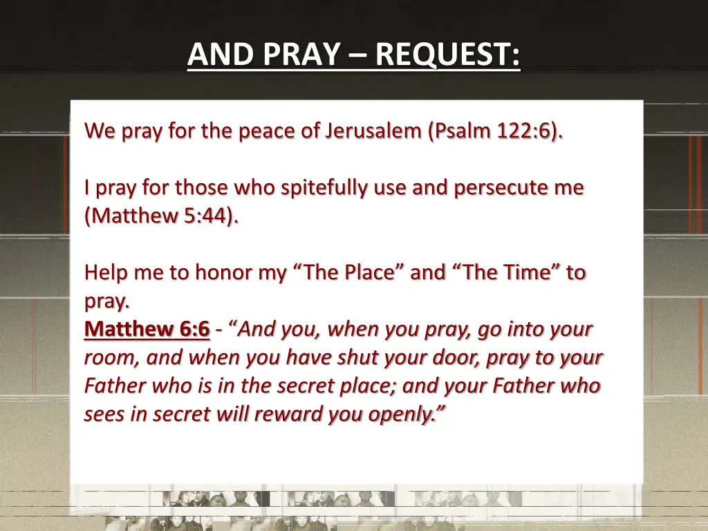 and pray request