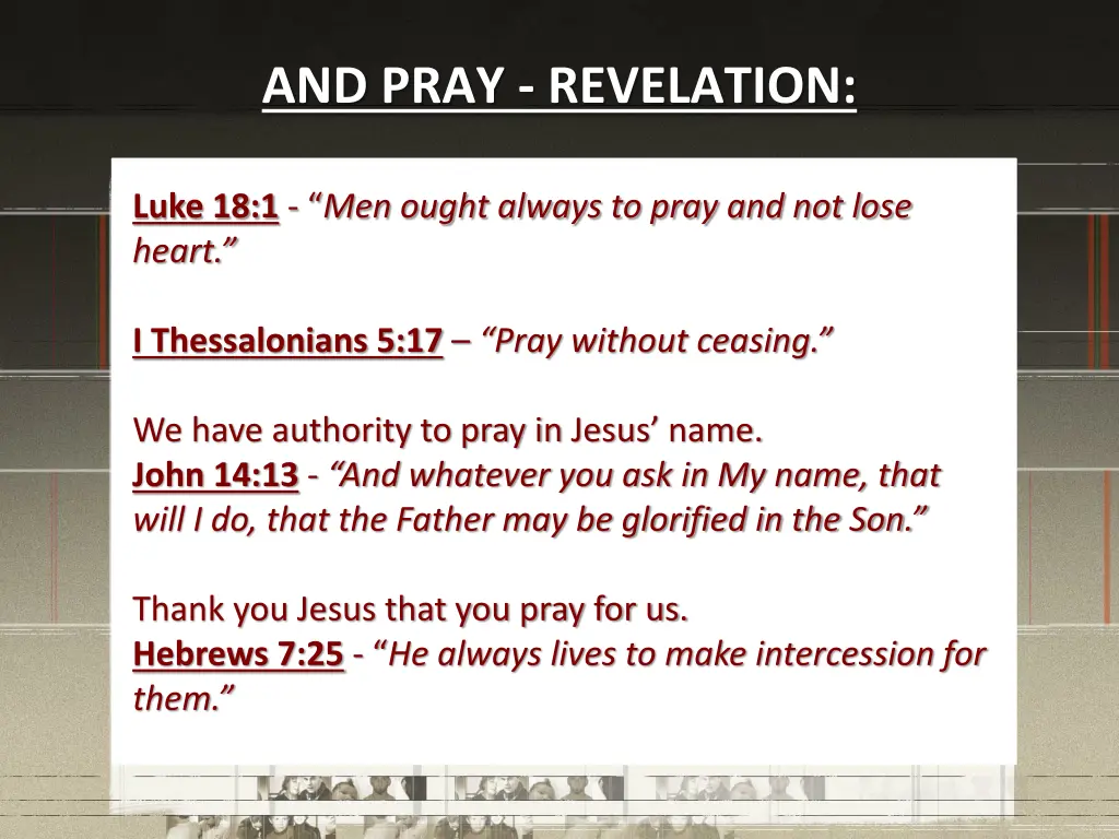 and pray revelation 1